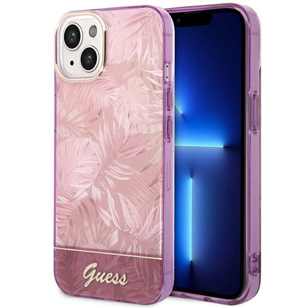 Etui Guess Jungle Collection na iPhone 14 Plus - różowe