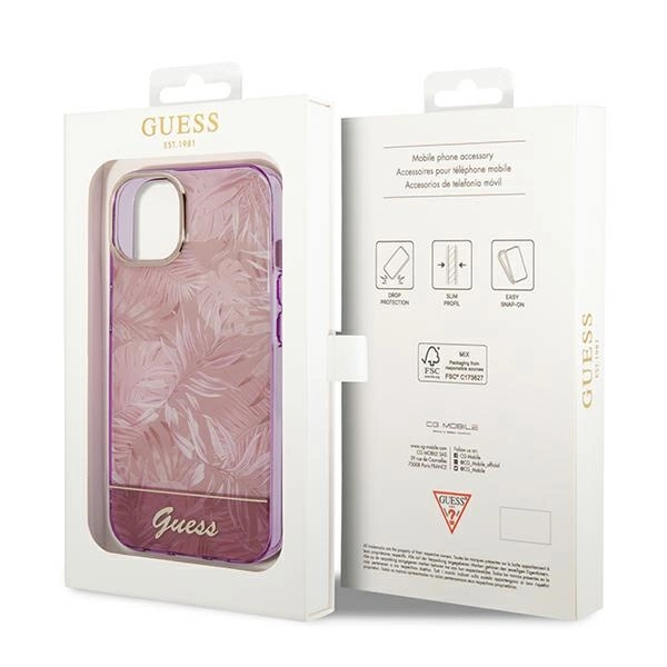 Etui Guess Jungle Collection na iPhone 14 Plus - różowe