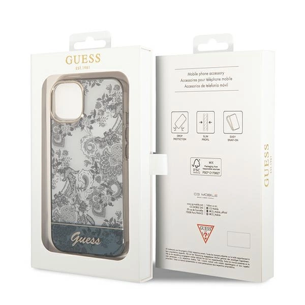 Etui Guess Porcelain Collection na iPhone 14 Plus - szare