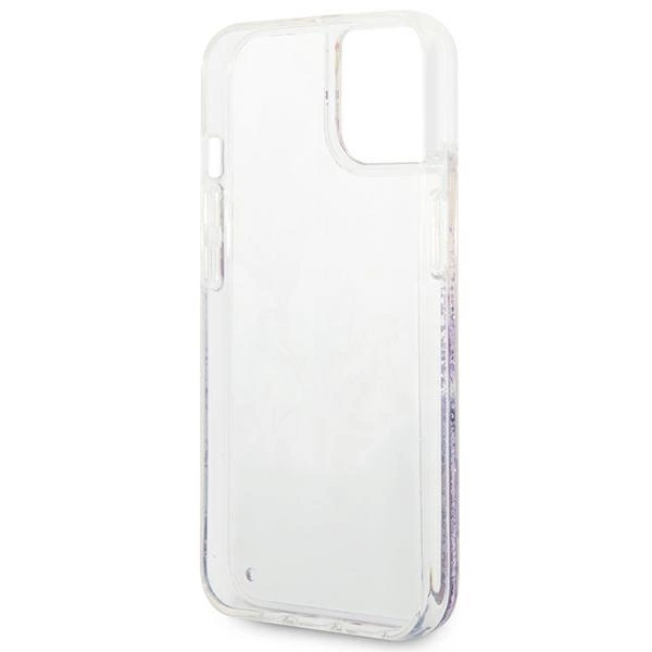 Etui Guess Flower Liquid Glitter na iPhone 14 Plus - fioletowe