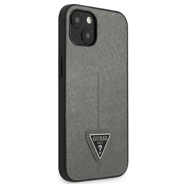 Etui Guess Saffiano Triangle Logo na iPhone 14 Plus - srebrne
