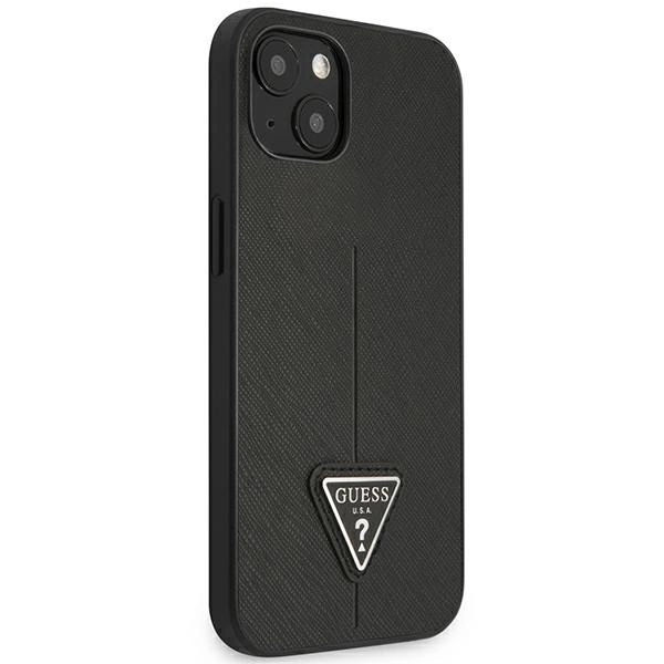 Etui Guess Saffiano Triangle Logo na iPhone 14 Plus - czarne
