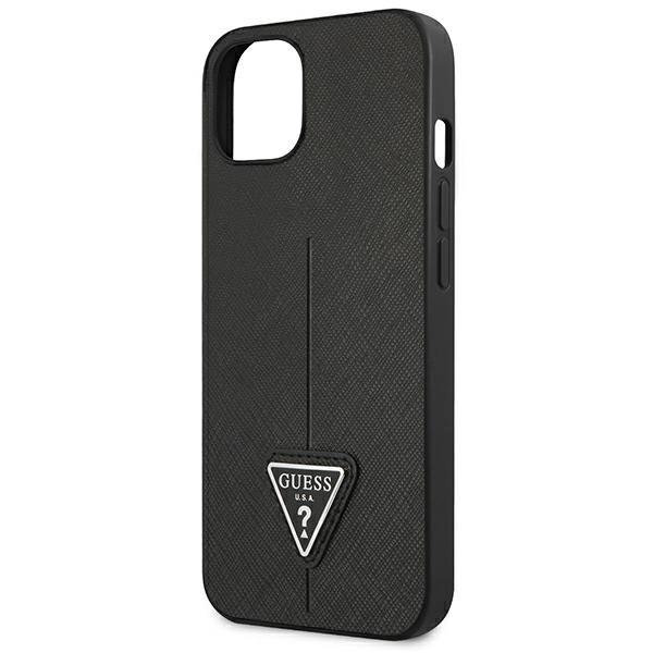 Etui Guess Saffiano Triangle Logo na iPhone 14 Plus - czarne