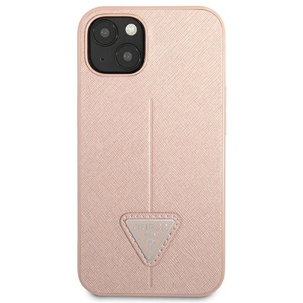Etui Guess Saffiano Triangle Logo na iPhone 14 Plus - różowe
