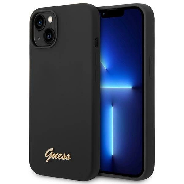 Etui Guess Silicone Vintage Gold Logo na iPhone 14 Plus - czarne