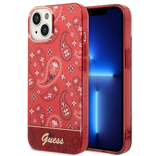Etui Guess Bandana Paisley na iPhone 14 - czerwone