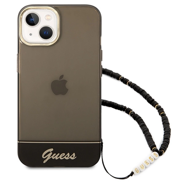 Etui Guess Translucent Pearl Strap na iPhone 14 - czarne