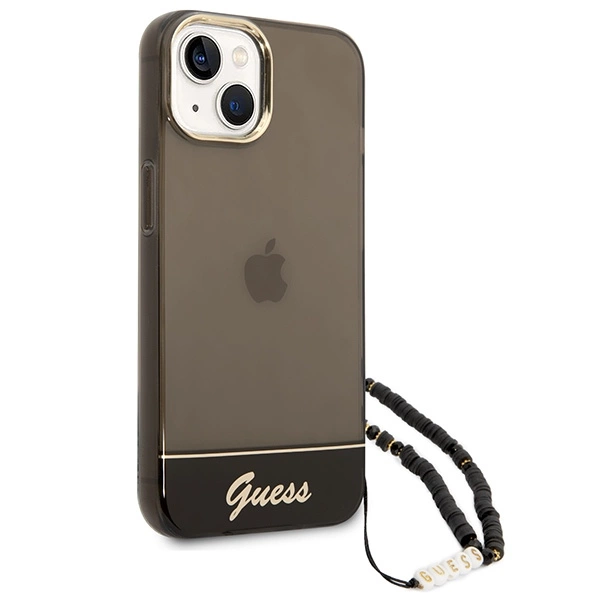 Etui Guess Translucent Pearl Strap na iPhone 14 - czarne
