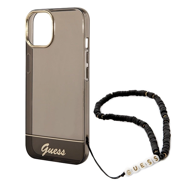 Etui Guess Translucent Pearl Strap na iPhone 14 - czarne