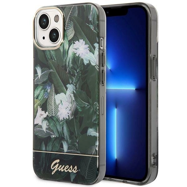 Etui Guess Jungle Collection na iPhone 14 - zielone
