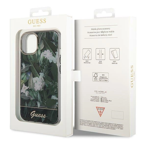 Etui Guess Jungle Collection na iPhone 14 - zielone