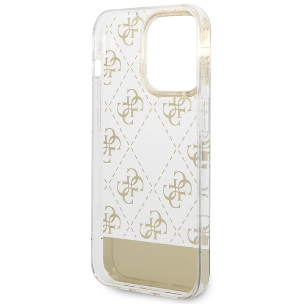 Etui Guess 4G Pattern Script na iPhone 14 Pro Max - złote