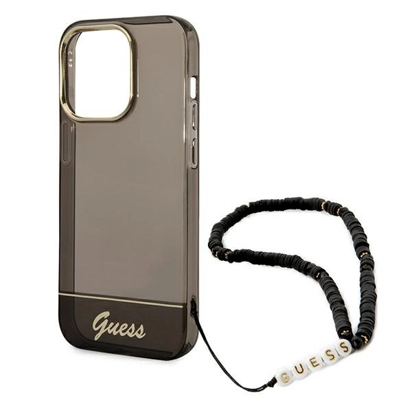 Etui Guess Translucent Pearl Strap na iPhone 14 Pro Max - czarne
