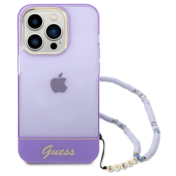 Etui Guess Translucent Pearl Strap na iPhone 14 Pro Max - fioletowe