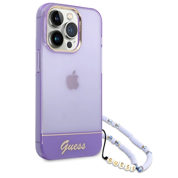 Etui Guess Translucent Pearl Strap na iPhone 14 Pro Max - fioletowe