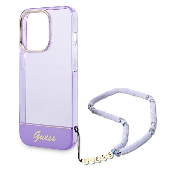 Etui Guess Translucent Pearl Strap na iPhone 14 Pro Max - fioletowe
