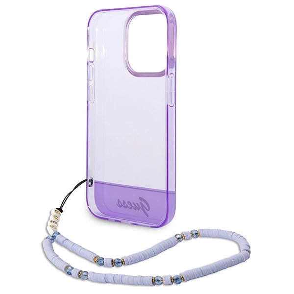 Etui Guess Translucent Pearl Strap na iPhone 14 Pro Max - fioletowe