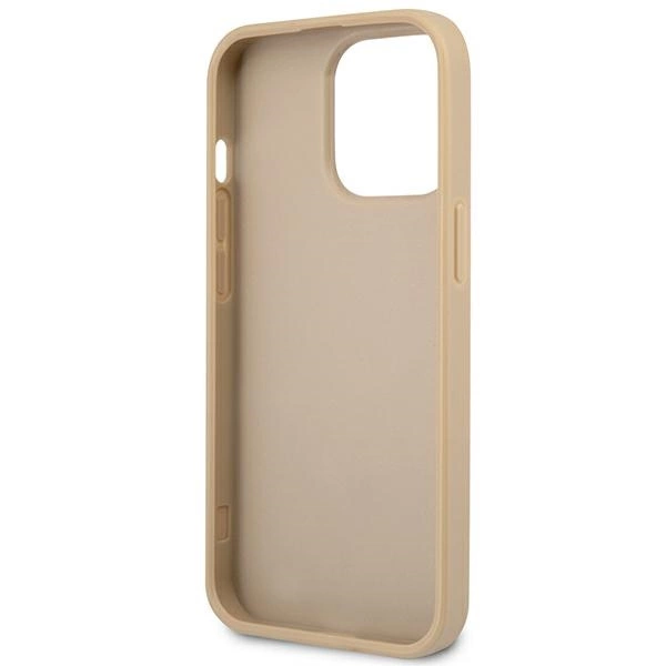 Etui Guess Saffiano Triangle Logo na iPhone 14 Pro Max - beżowe