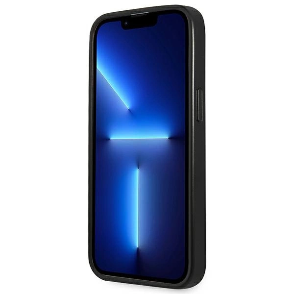 Etui Guess Saffiano Triangle Logo na iPhone 14 Pro Max - srebrne
