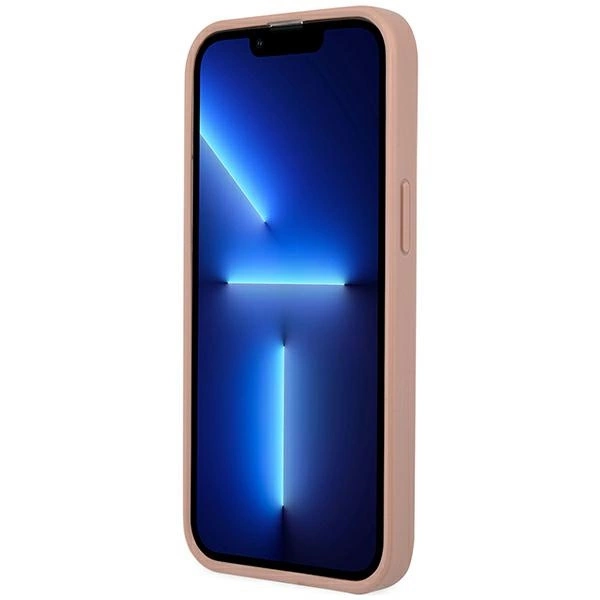 Etui Guess Saffiano Triangle Logo na iPhone 14 Pro Max - różowe