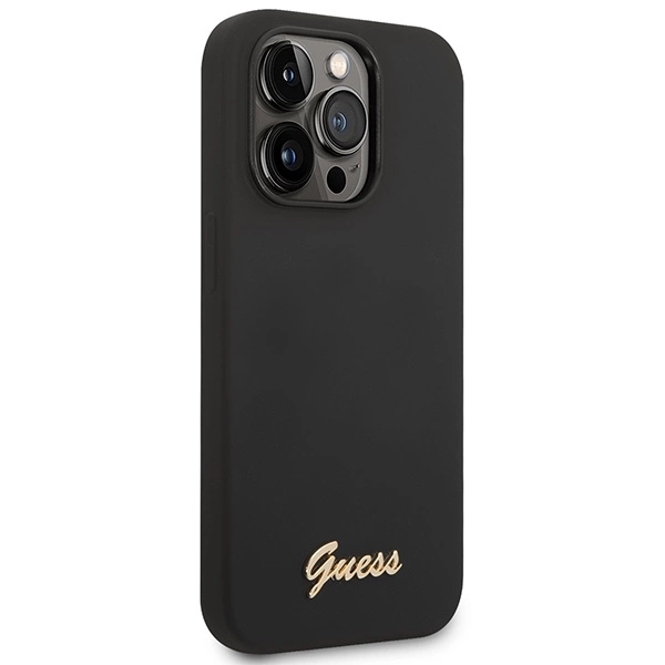 Etui Guess Silicone Vintage Gold Logo na iPhone 14 Pro Max - czarne