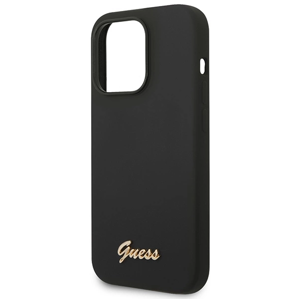 Etui Guess Silicone Vintage Gold Logo na iPhone 14 Pro Max - czarne