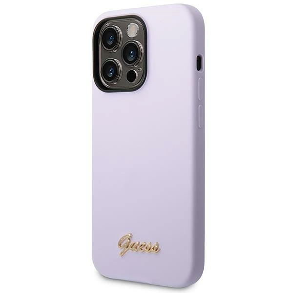 Etui Guess Silicone Vintage Gold Logo na iPhone 14 Pro Max - fioletowe