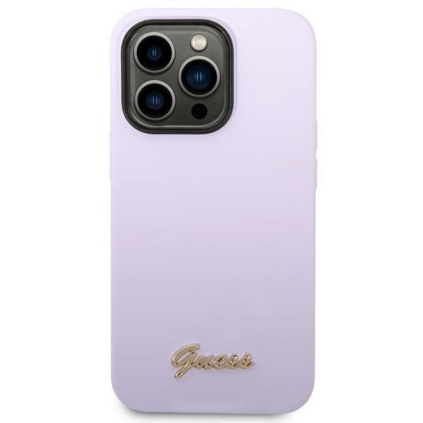 Etui Guess Silicone Vintage Gold Logo na iPhone 14 Pro Max - fioletowe