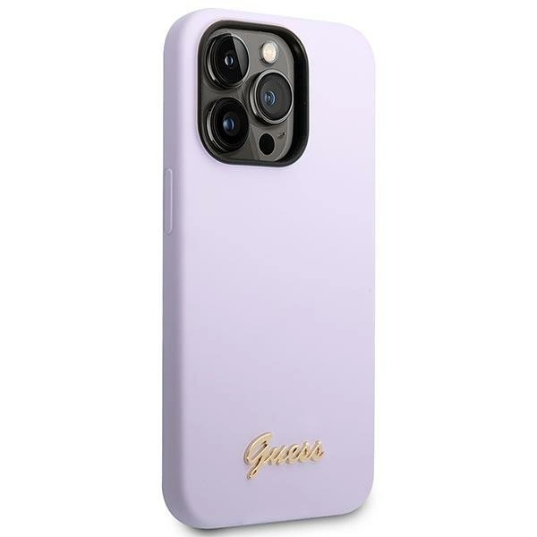 Etui Guess Silicone Vintage Gold Logo na iPhone 14 Pro Max - fioletowe