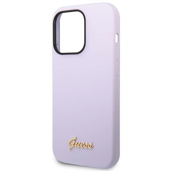 Etui Guess Silicone Vintage Gold Logo na iPhone 14 Pro Max - fioletowe