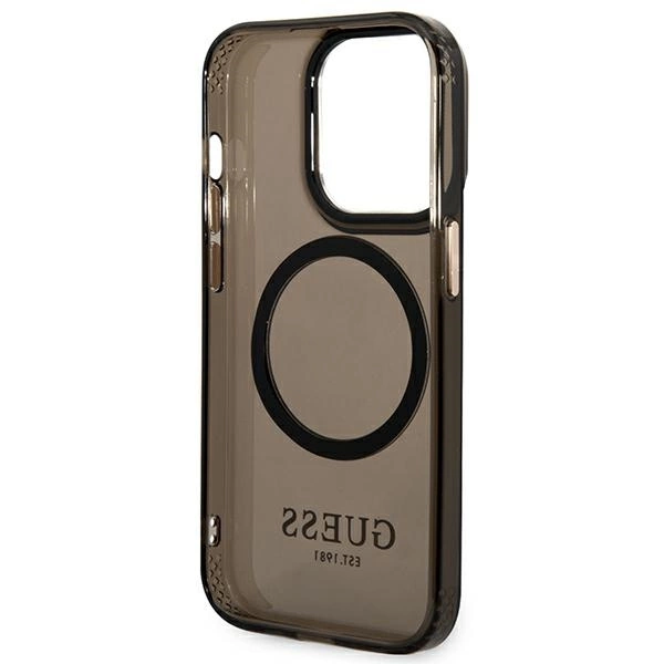 Etui Guess Gold Outline Translucent MagSafe na iPhone 14 Pro - czarne