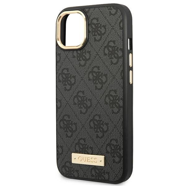 Etui Guess 4G Logo Plate MagSafe na iPhone 14 Plus - czarne