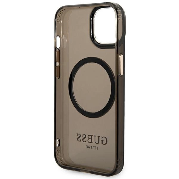 Etui Guess Gold Outline Translucent MagSafe na iPhone 14 - czarne