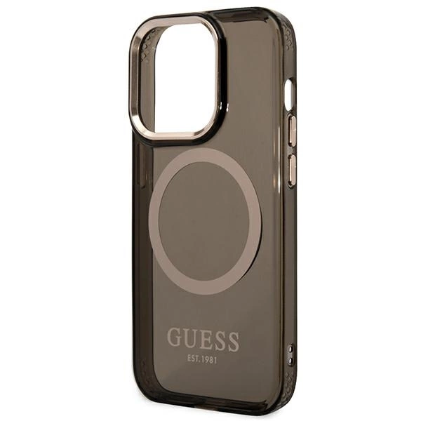 Etui Guess Gold Outline Translucent MagSafe na iPhone 14 Pro Max - czarne