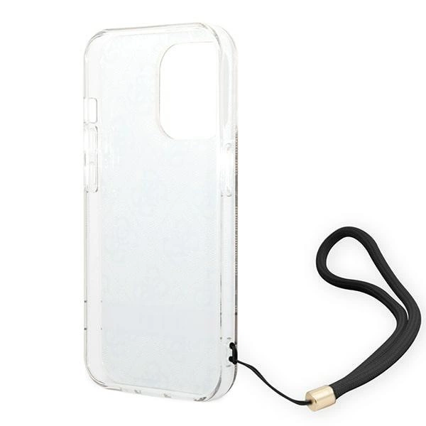 Etui Guess 4G Print Strap na iPhone 14 Pro - brązowe