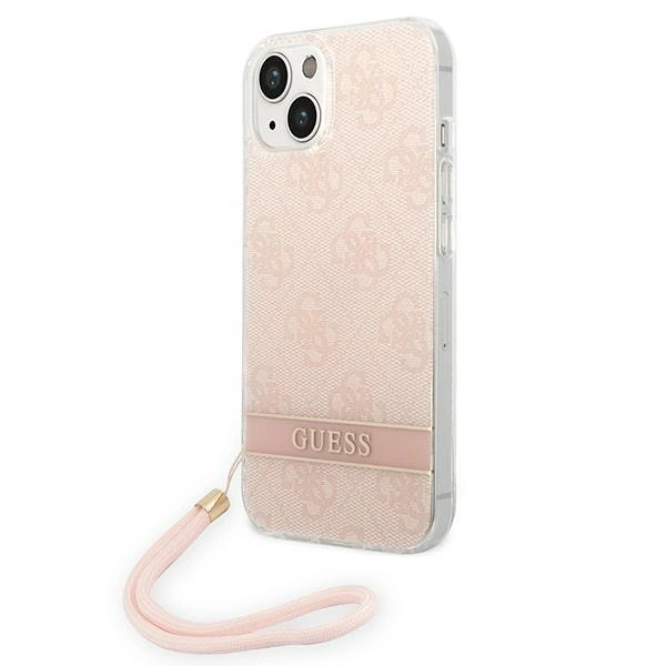 Etui Guess 4G Print Strap na iPhone 14 Plus - różowe