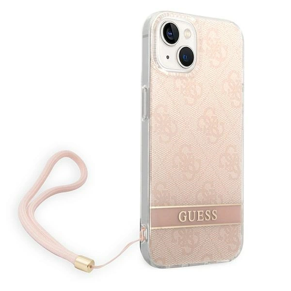 Etui Guess 4G Print Strap na iPhone 14 Plus - różowe