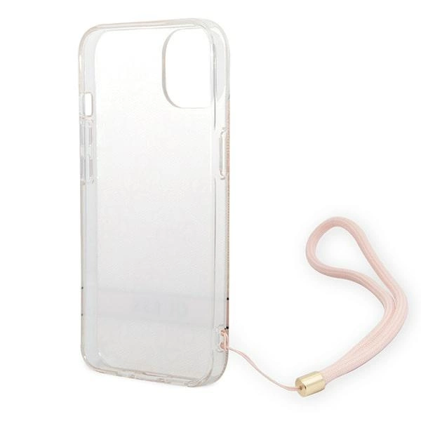 Etui Guess 4G Print Strap na iPhone 14 Plus - różowe