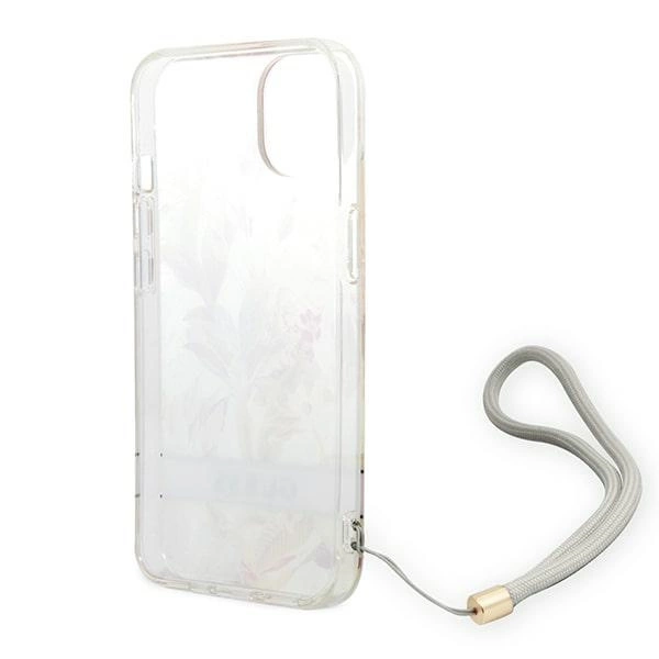 Etui Guess Flower Strap na iPhone 14 Plus - fioletowe