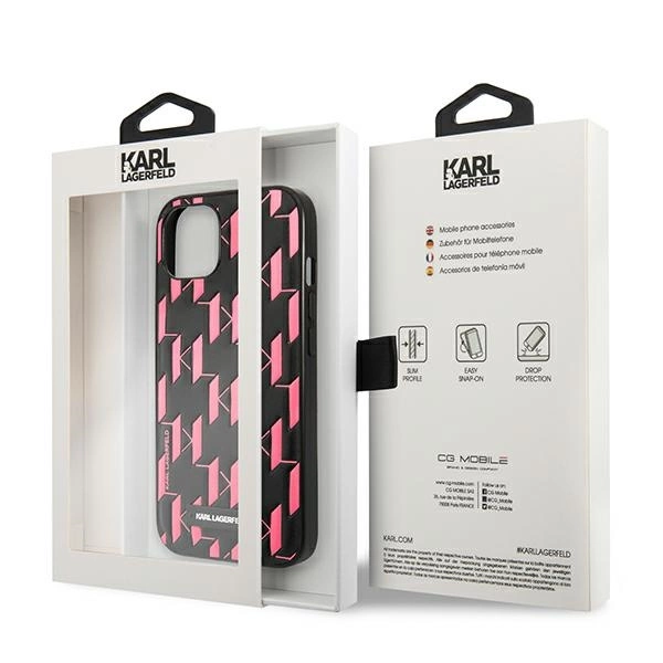 Etui Karl Lagerfeld Monogram Plaque na iPhone 13 mini - różowe