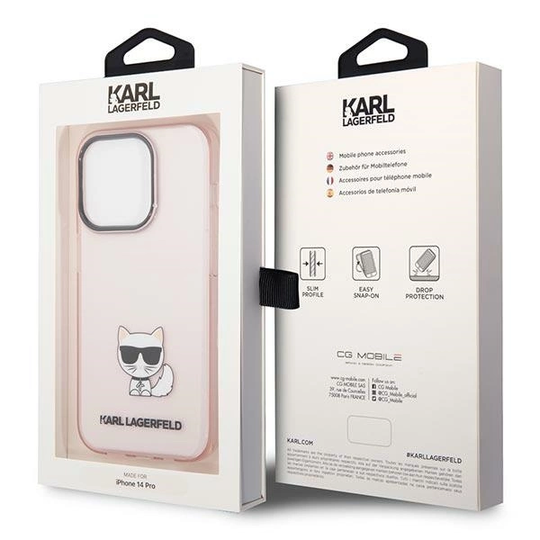 Etui Karl Lagerfeld Choupette Body na iPhone 14 Pro 6,1" - różowe