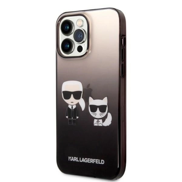 Etui Karl Lagerfeld Gradient Ikonik Karl & Choupette na iPhone 14 Pro 6,1" - czarne