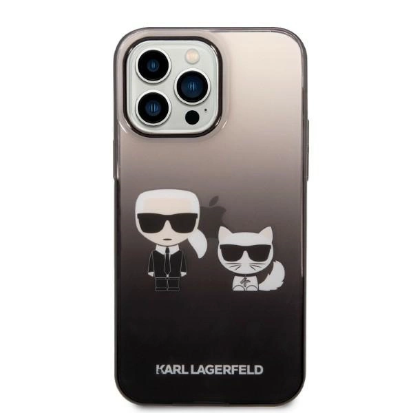 Etui Karl Lagerfeld Gradient Ikonik Karl & Choupette na iPhone 14 Pro 6,1" - czarne