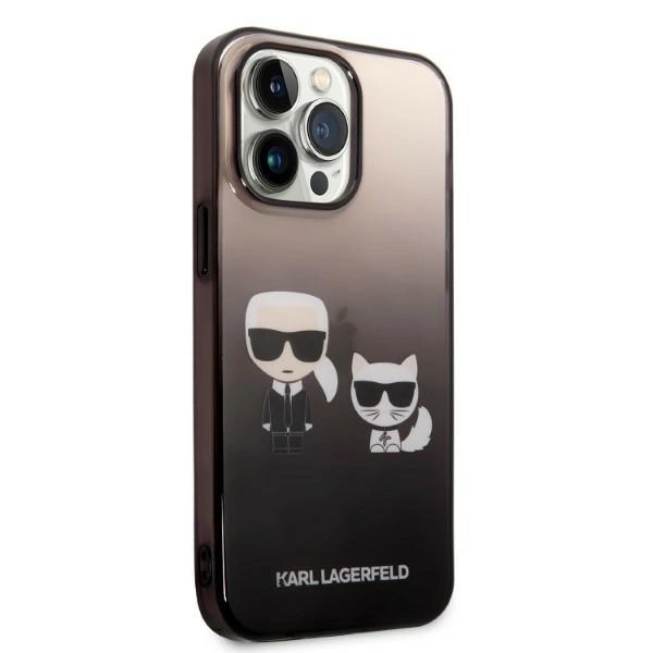 Etui Karl Lagerfeld Gradient Ikonik Karl & Choupette na iPhone 14 Pro 6,1" - czarne