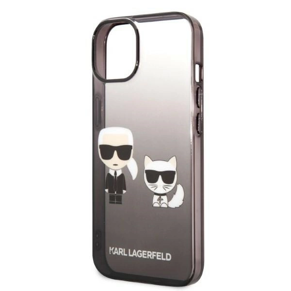 Etui Karl Lagerfeld Gradient Ikonik Karl & Choupette na iPhone 14 Pro 6,1" - czarne