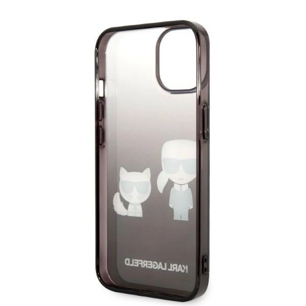 Etui Karl Lagerfeld Gradient Ikonik Karl & Choupette na iPhone 14 Pro 6,1" - czarne