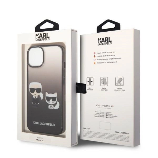 Etui Karl Lagerfeld Gradient Ikonik Karl&Choupette na iPhone 14 Plus - czarne