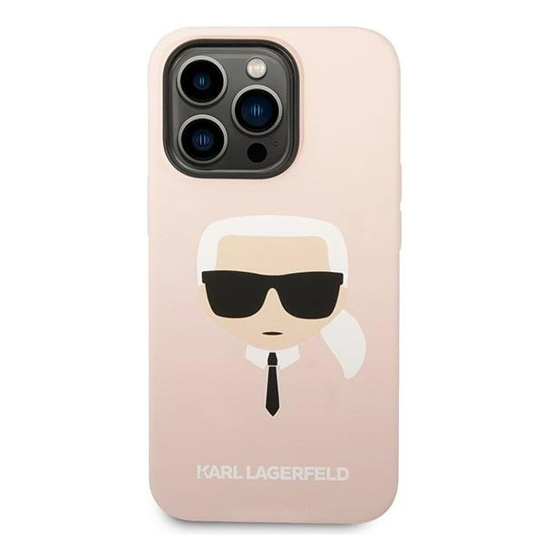 Etui Karl Lagerfeld Silicone Karl's Head MagSafe na iPhone 14 Pro - jasnoróżowe