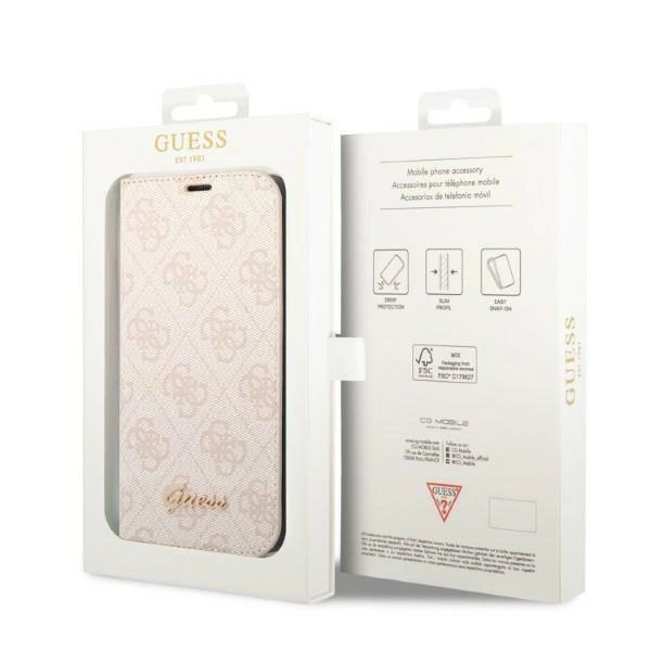 Etui Guess 4G Vintage Gold Logo na iPhone 14 Pro - różowe