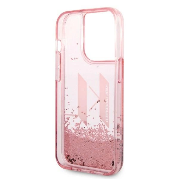 Etui Karl Lagerfeld Liquid Glitter Big KL na iPhone 14 Pro - różowe